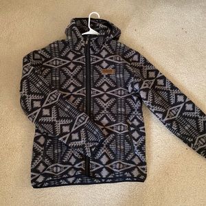 Pendleton Men’s Fleece Hooded Jacket, Black Sacred Star pattern, size Large